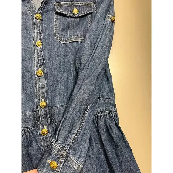 Polo Ralph Lauren Girl’s Denim Longsleeve Dress - Size 12 - Picture 5 of 9